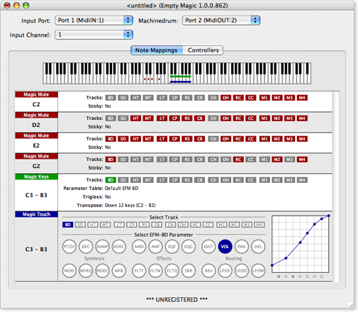 Main window of the Empty Magic application, showing the
default configuration.